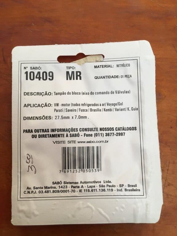 VW NOS. Rubber Cam Plug